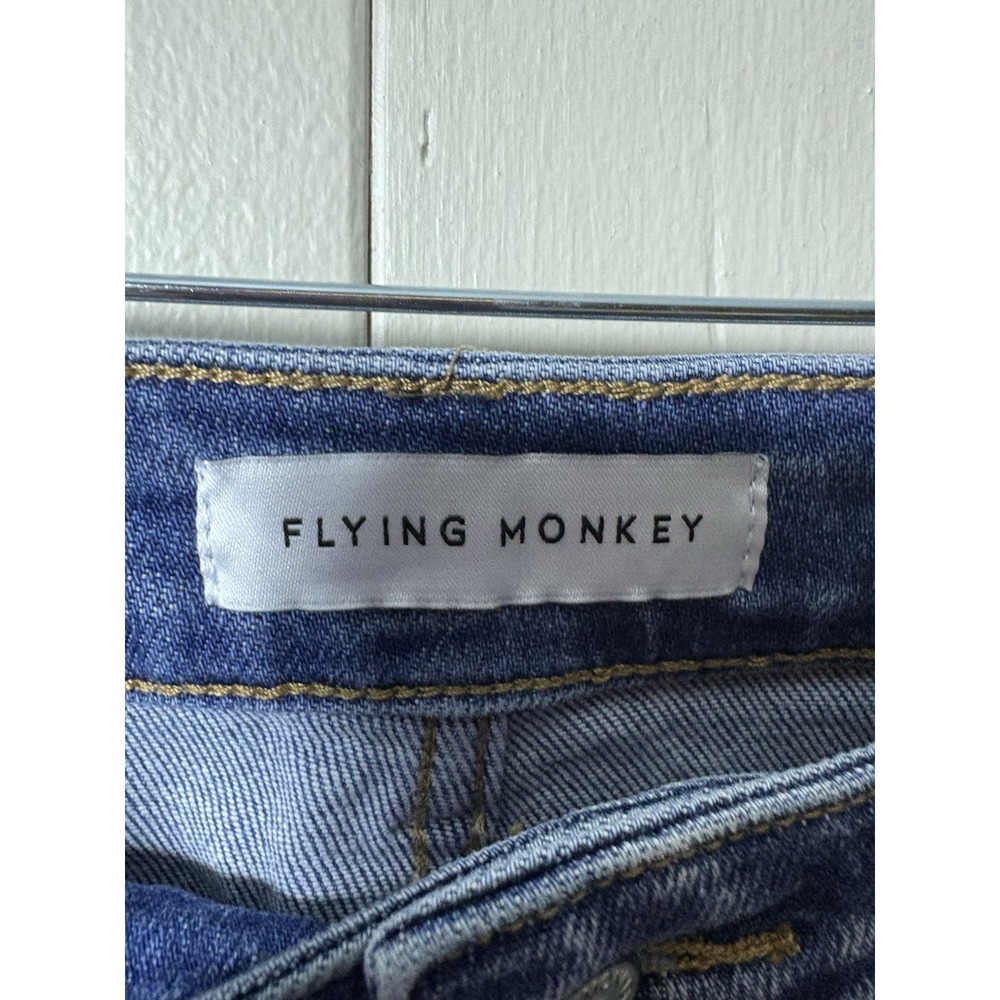 Flying Monkey Distressed Skinny Jeans Size 28 Raw Hem Y2K Indie Sleaze Denim - Picture 2 of 6